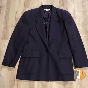 Vintage Jones New York Wool Blazer Size 10 Marine Blue  USA Made Preppy Career